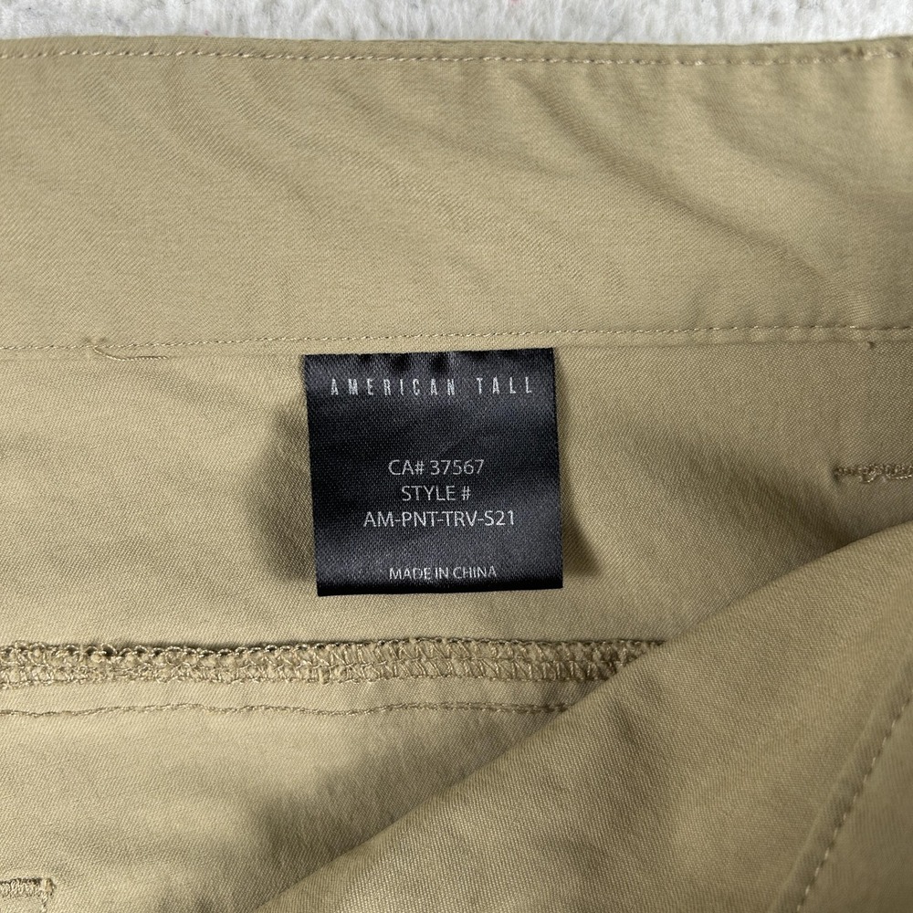 American Tall Pants Mens 34x38 Beige Lightweight Travel Nylon Stretch Khakis - Picture 9 of 15